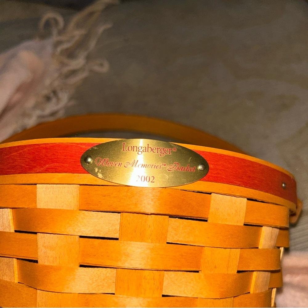 Longaberger Yellow and Red Accent Woven Basket - Picture 3 of 6